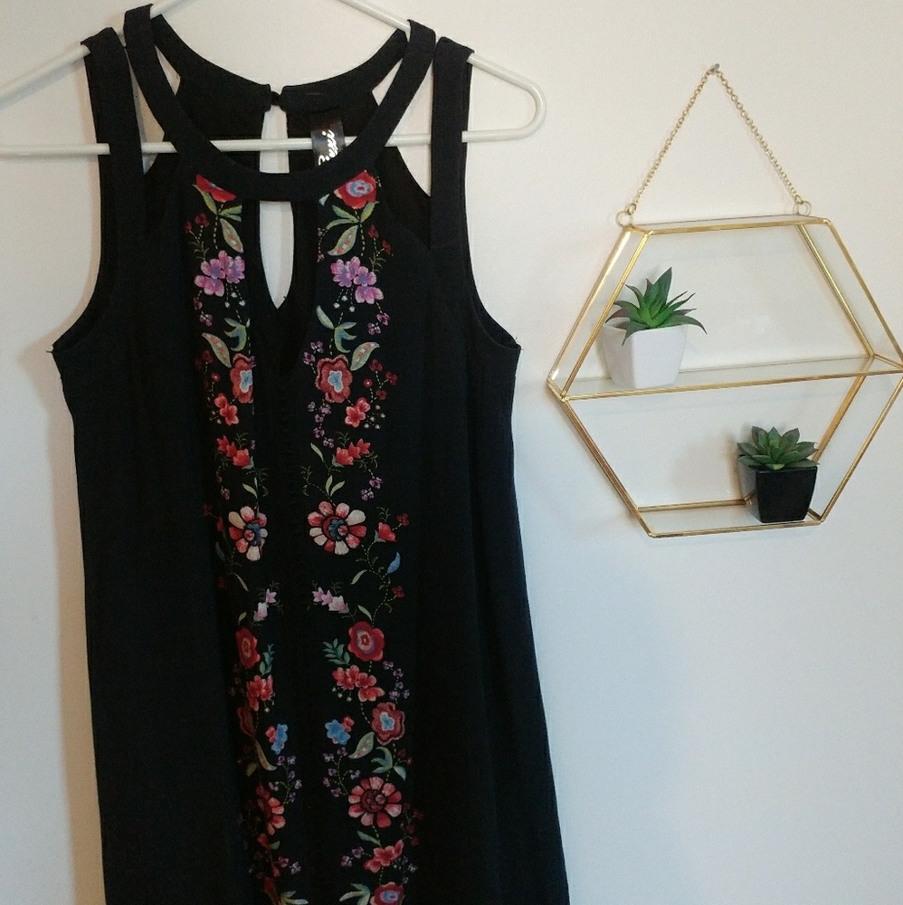 Floral cutout slip dress